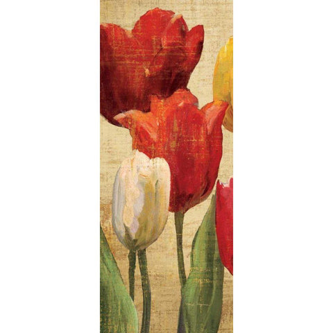 Tulip Fantasy on Cream II Black Modern Wood Framed Art Print with Double Matting by Hageman, Marilyn