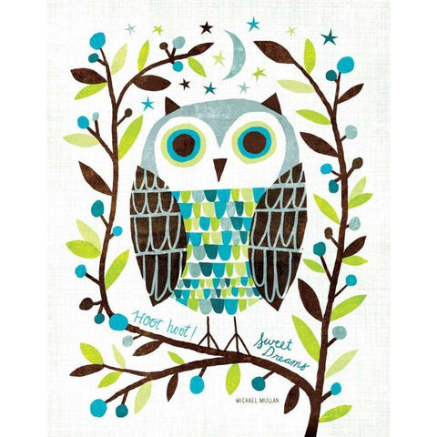 Night Owl I White Modern Wood Framed Art Print by Mullan, Michael