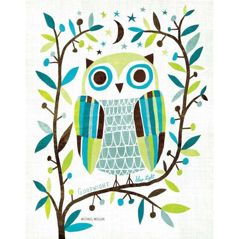 Night Owl II Gold Ornate Wood Framed Art Print with Double Matting by Mullan, Michael