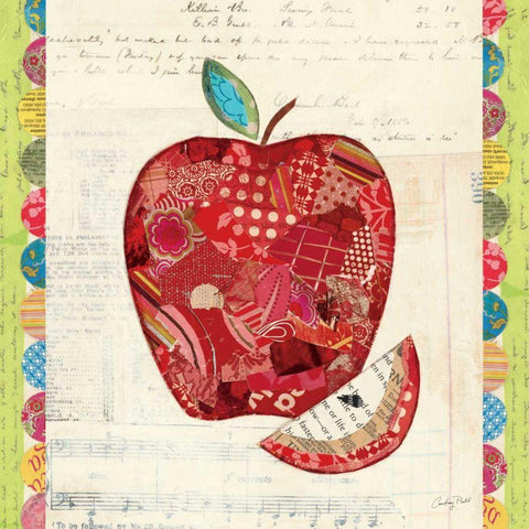 Fruit Collage I - Apple White Modern Wood Framed Art Print with Double Matting by Prahl, Courtney