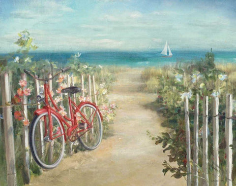 Summer Ride Crop White Modern Wood Framed Art Print with Double Matting by Nai, Danhui