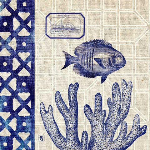 Sea Shore Square I Black Modern Wood Framed Art Print with Double Matting by Studio Mousseau