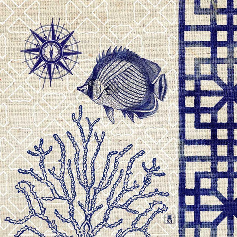 Sea Shore Square II Black Modern Wood Framed Art Print with Double Matting by Studio Mousseau