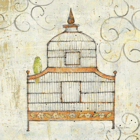 Bird Cage III Gold Ornate Wood Framed Art Print with Double Matting by Tillmon, Avery