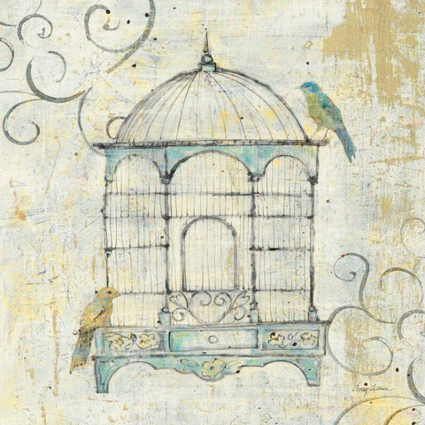 Bird Cage IV Gold Ornate Wood Framed Art Print with Double Matting by Tillmon, Avery