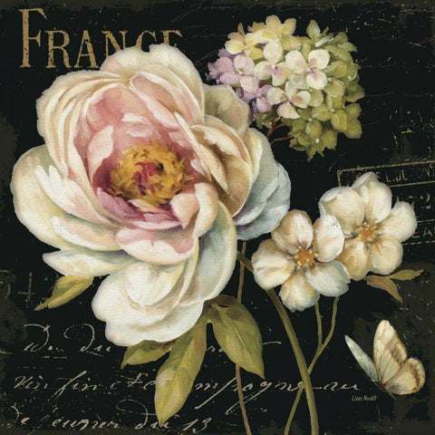 Marche de Fleurs on Black I White Modern Wood Framed Art Print by Audit, Lisa