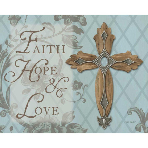 Faith Hope Love Gold Ornate Wood Framed Art Print with Double Matting by Audit, Lisa