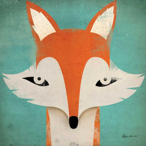 Fox White Modern Wood Framed Art Print with Double Matting by Fowler, Ryan