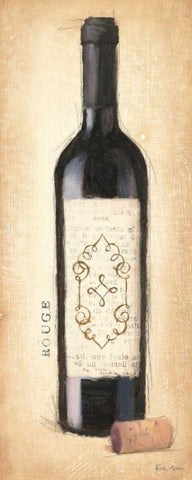 Vintage Rouge Bottle White Modern Wood Framed Art Print with Double Matting by Adams, Emily