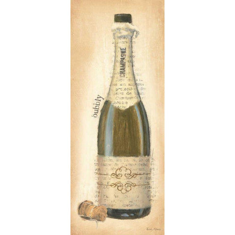 Bubbly Champagne Bottle White Modern Wood Framed Art Print by Adams, Emily