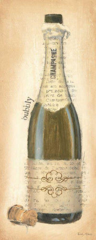 Bubbly Champagne Bottle White Modern Wood Framed Art Print with Double Matting by Adams, Emily