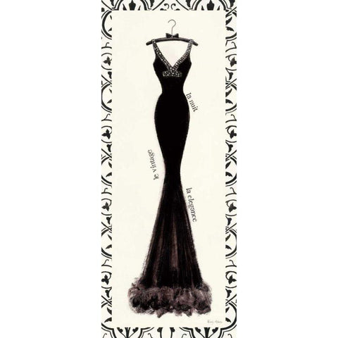 Couture Noir Original I with Border Gold Ornate Wood Framed Art Print with Double Matting by Adams, Emily