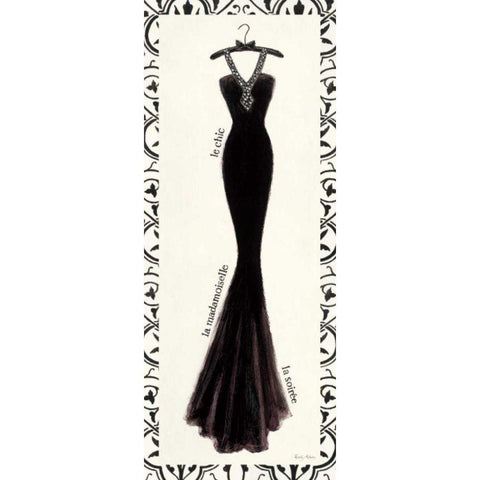 Couture Noir Original III with Border Gold Ornate Wood Framed Art Print with Double Matting by Adams, Emily