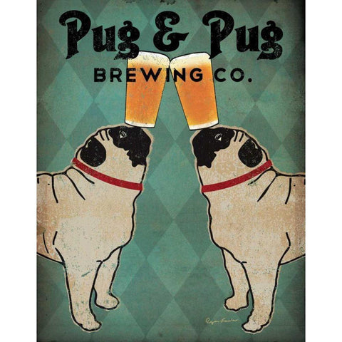 Pug and Pug Brewing Gold Ornate Wood Framed Art Print with Double Matting by Fowler, Ryan