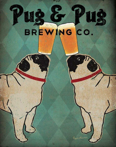 Pug and Pug Brewing Black Ornate Wood Framed Art Print with Double Matting by Fowler, Ryan