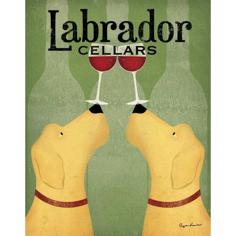 Two Labrador Wine Dogs White Modern Wood Framed Art Print by Fowler, Ryan