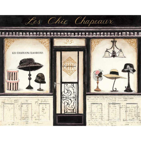 Les Chic Chapeaux Black Modern Wood Framed Art Print with Double Matting by Adams, Emily