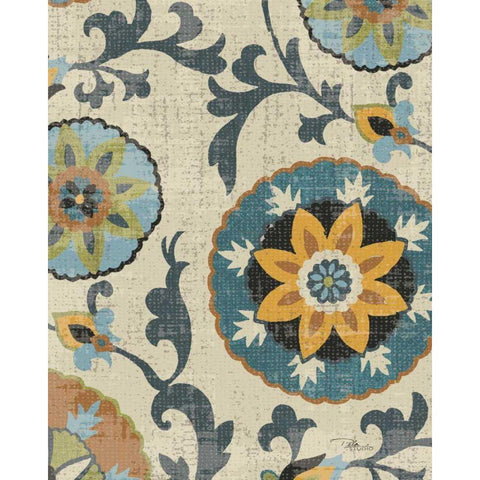 Persian Patchwork Blue Brown Tile I Gold Ornate Wood Framed Art Print with Double Matting by Pela Studio