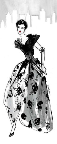 Fifties Fashion II with Red Black Ornate Wood Framed Art Print with Double Matting by Tavoletti, Anne