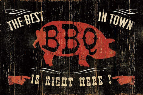 The Best BBQ in Town White Modern Wood Framed Art Print with Double Matting by Pela Studio