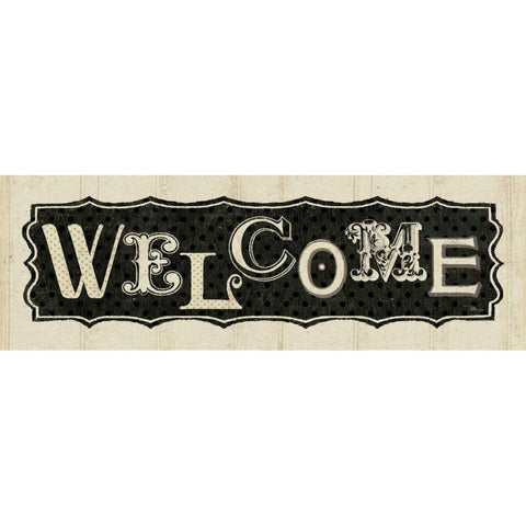 Room Signs IV - Welcome White Modern Wood Framed Art Print by Pela Studio