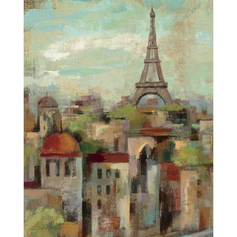 Spring in Paris II Black Modern Wood Framed Art Print with Double Matting by Vassileva, Silvia