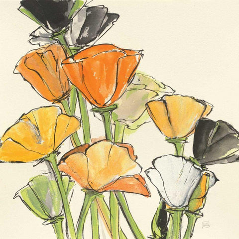 Wild Bouquet I Black Ornate Wood Framed Art Print with Double Matting by Paschke, Chris