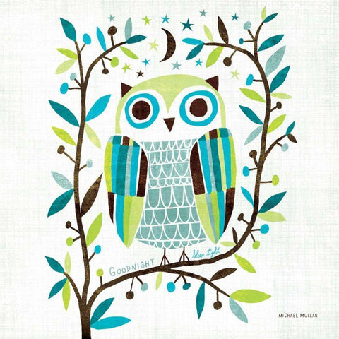 Night Owl II Square Black Modern Wood Framed Art Print with Double Matting by Mullan, Michael