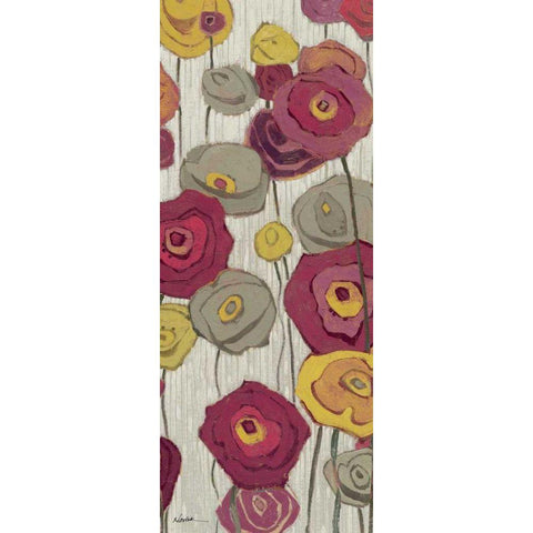 Lemongrass in Plum Panel II Black Modern Wood Framed Art Print with Double Matting by Novak, Shirley