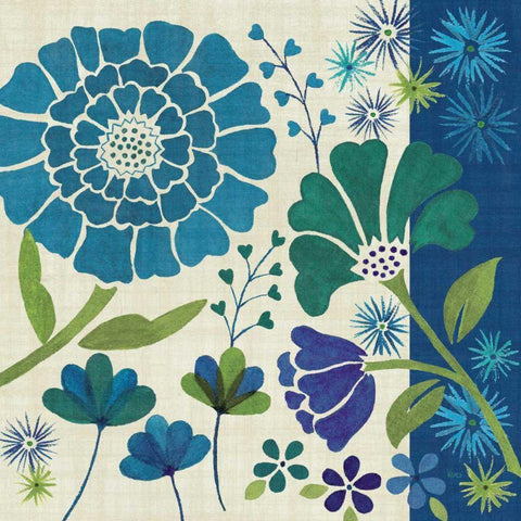 Blue Garden II Black Modern Wood Framed Art Print by Charron, Veronique