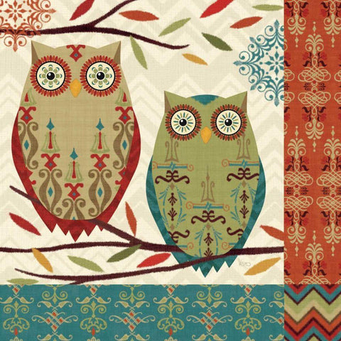 Hoot II White Modern Wood Framed Art Print with Double Matting by Charron, Veronique