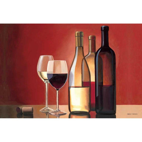 Wine Trio Black Modern Wood Framed Art Print with Double Matting by Fabiano, Marco