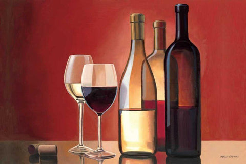 Wine Trio White Modern Wood Framed Art Print with Double Matting by Fabiano, Marco