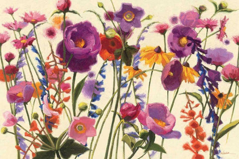 Couleur Printemps I White Modern Wood Framed Art Print with Double Matting by Novak, Shirley