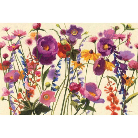 Couleur Printemps I Black Modern Wood Framed Art Print with Double Matting by Novak, Shirley