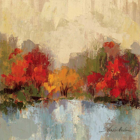 Fall Riverside I Black Modern Wood Framed Art Print with Double Matting by Vassileva, Silvia