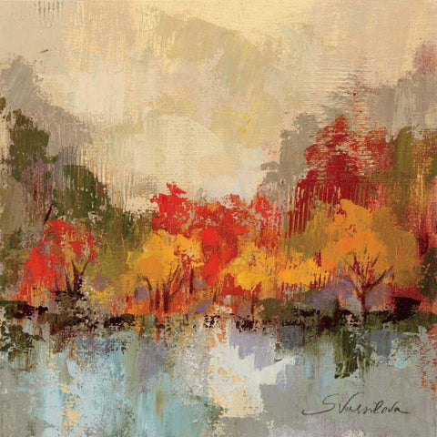 Fall Riverside II White Modern Wood Framed Art Print by Vassileva, Silvia