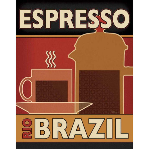 Deco Coffee I Black Modern Wood Framed Art Print by Pela Studio