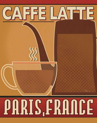 Deco Coffee III White Modern Wood Framed Art Print with Double Matting by Pela Studio