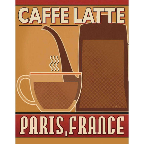 Deco Coffee III Gold Ornate Wood Framed Art Print with Double Matting by Pela Studio