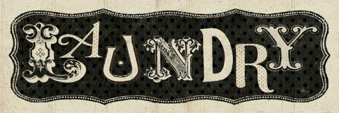 Room Signs I - Laundry Black Ornate Wood Framed Art Print with Double Matting by Pela Studio