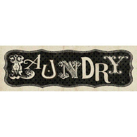 Room Signs I - Laundry Black Modern Wood Framed Art Print with Double Matting by Pela Studio