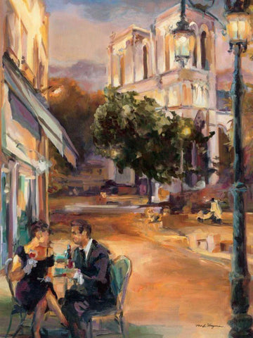 Twilight Time in Paris Black Ornate Wood Framed Art Print with Double Matting by Hageman, Marilyn