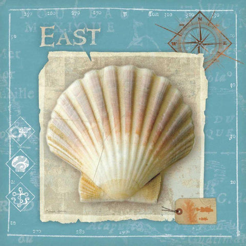 Points East White Modern Wood Framed Art Print with Double Matting by Aldrich, Belinda