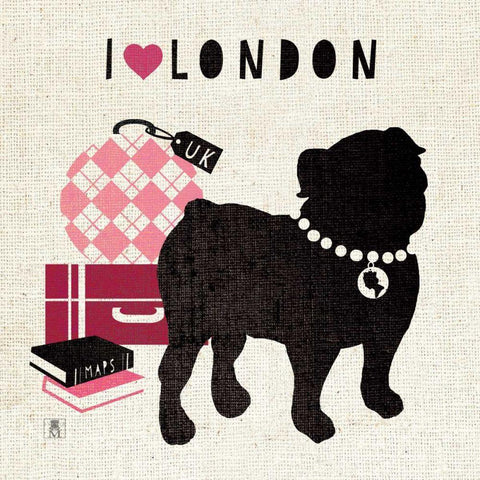 London Pooch Black Ornate Wood Framed Art Print with Double Matting by Studio Mousseau