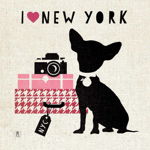 NY Pooch White Modern Wood Framed Art Print with Double Matting by Studio Mousseau