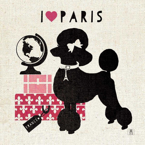 Paris Pooch White Modern Wood Framed Art Print by Studio Mousseau
