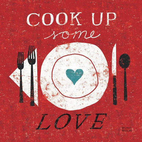 Cook Up Love Black Modern Wood Framed Art Print by Mullan, Michael