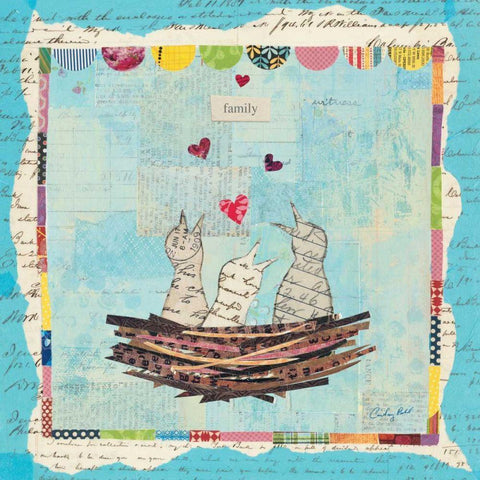 Blue Love Birds Square White Modern Wood Framed Art Print with Double Matting by Prahl, Courtney