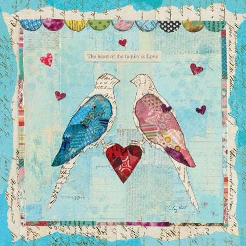 Love Birds Square Black Modern Wood Framed Art Print with Double Matting by Prahl, Courtney